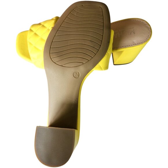 Michael Shannon RIYA Women's Yellow Quilted Slide Sandals Block Heel Size 7.5 - Picture 4 of 10
